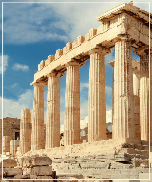 Europa: Antike Ruinen in Athen mit Blick auf die Akropolis