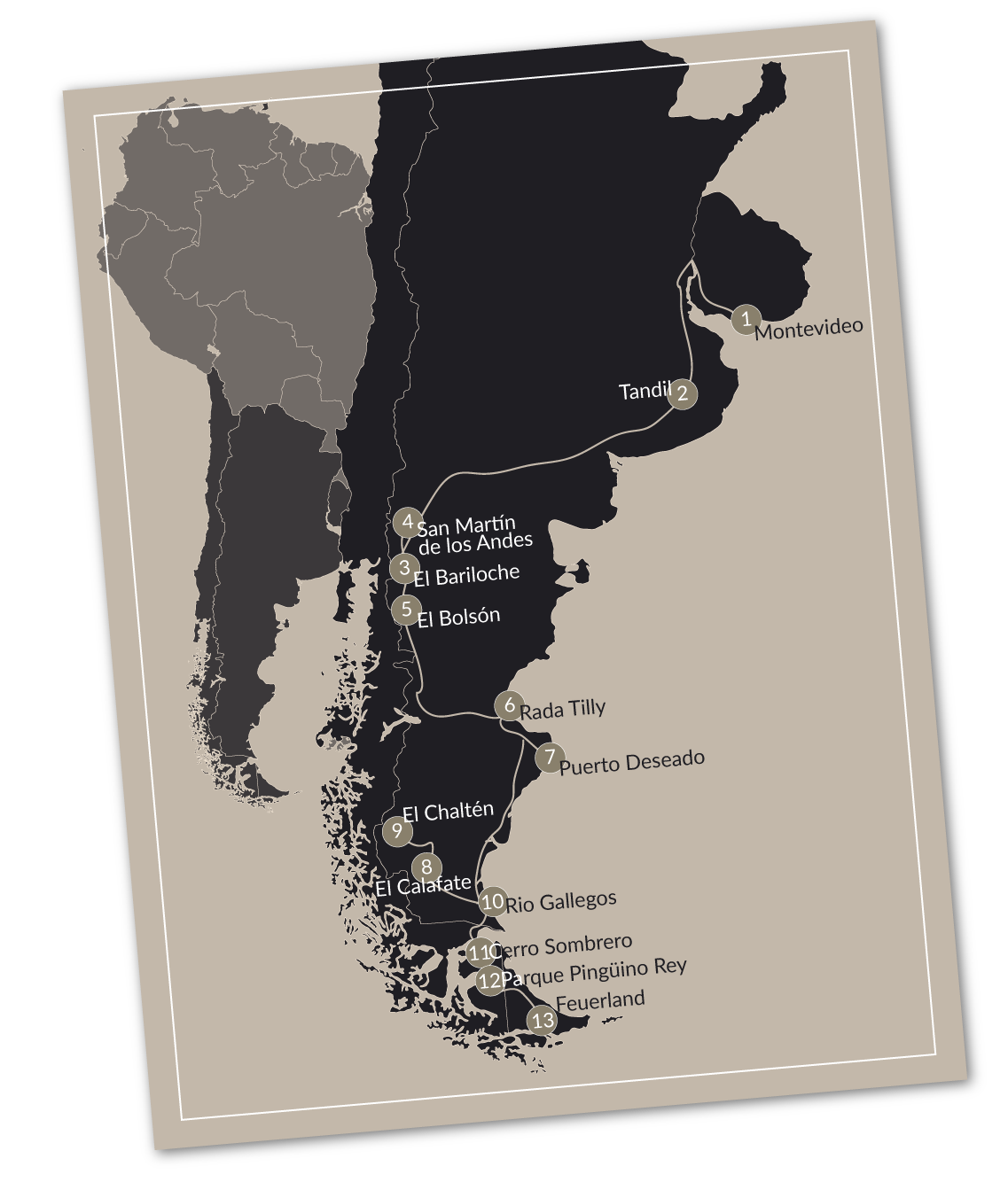 Karte der Südamerika